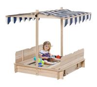Outsunny Outsunny Sabbiera per Bambini in Legno con Tettuccio Parasole Panca e Coperchio | Outsunny 2m2