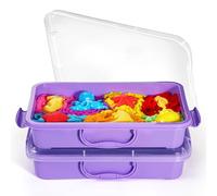 Sabbiera Sensory Bin con coperchio e maniglia, portatile Sensory Sandbox contenitore per bambini, in plastica per bambini (2 pezzi, viola)
