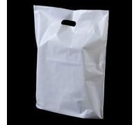 Sabco Sacchetti di plastica resistenti, 38,1 x 45,7 x 7,6 cm, di alta qualità, con manico, per moda, feste, boutique, shopping, colore: bianco