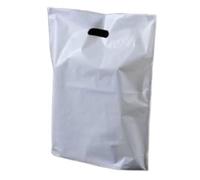 Sabco Sacchetti di plastica resistenti, 38,1 x 45,7 x 7,6 cm, di alta qualità, con manico, per moda, feste, boutique, shopping, colore: bianco