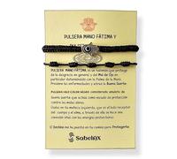 SabelAX - Bracciale 7 nodi rosso - Bracciale Mano di Fatima Occhio Turco - Bracciale Filo Rosso - Amuleto Male Occhio - Amuleti di Buona Fortuna - Per Donna, Uomo, Coppie - Kabbalah, 28 cm (max