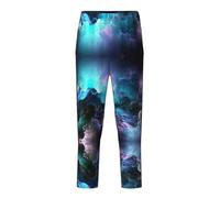 SABFWF 3d Graphics Universo Spazio Stampa Moda Pantaloni Pigiama Pantaloni,Pantaloni Pigiama In Cotone,Comodo Abbigliamento da salotto per tutte le stagioni, Nero , L(14-16)
