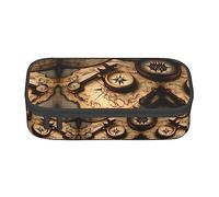 SABFWF Astuccio versatile con stampa di bussola e vecchia mappa del mondo, grande capacità, organizer per ufficio, astuccio per matite, Nero , Taglia unica, Custodia per chiave