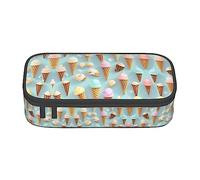 SABFWF Astuccio versatile con stampa gelato e waffle, grande capacità, organizer per ufficio, astuccio per matite, Nero , Taglia unica, Custodia per chiave