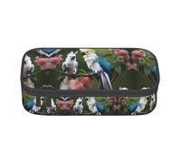 SABFWF Bellissima custodia multifunzione con stampa di cacatua e fiori, perfetta per studenti, professionisti e viaggiatori, Nero , Taglia unica, Astuccio per trucchi