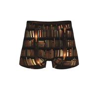 SABFWF Biancheria intima da uomo comoda con stampa biblioteca della sala dei libri, boxer versatili, scelta perfetta per la moda degli uomini, Nero , L