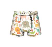 SABFWF Biancheria intima da uomo comoda con stampa dell'alfabeto dello zoo, boxer versatile, scelta perfetta per la moda da uomo, Nero , L