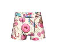 SABFWF Biancheria intima da uomo con stampa a ciambella dolce lecca-lecca colorata, comoda biancheria intima da uomo, versatile, scelta perfetta per la moda da uomo, Nero , L