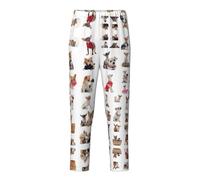 SABFWF Carino Chihuahua Pug Pattern Stampa Moda Pigiama Bottoms,Pantaloni Pigiama In Cotone,Confortevole Tutte Le Stagioni Lounge Wear, Nero , Small
