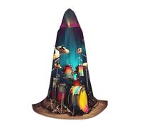 SABFWF Cool Drums Set Mantello con Cappuccio Stampa per Uomo, Mantello Mago con Cappuccio, Perfetto per Halloween e Cosplay