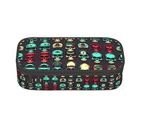 SABFWF Cool Retro Skull Head Graphics Print Versatile Pencil Case Pouch Grande Capacità Organizzatore Pencil Case Ufficio Uso Matita Pouch, Nero , Taglia unica, Custodia per chiave