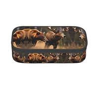 SABFWF Fauna selvatica Caccia Cervo Orso Alce Stampa Versatile Astuccio Astuccio Grande Capacità Organizzatore Astuccio Ufficio Astuccio Astuccio Astuccio, Nero , Taglia unica, Custodia per chiave
