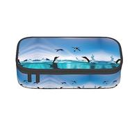 SABFWF Happy Penguin in the Water Print Versatile Astuccio Astuccio Grande Capacità Organizer Astuccio Ufficio Astuccio Astuccio Astuccio, Nero , Taglia unica, Custodia per chiave