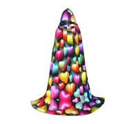 SABFWF Mantello con cappuccio da uomo con stampa di cuori arcobaleno colorati, mantello da mago con cappuccio, perfetto per Halloween e cosplay