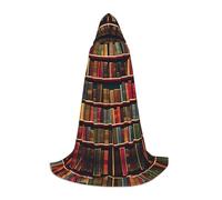 SABFWF Mantello con cappuccio da uomo, con stampa di libri, da biblioteca, mantello da mago con cappuccio, perfetto per Halloween e cosplay