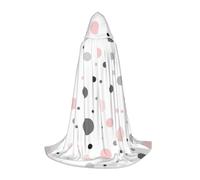 SABFWF Mantello con cappuccio da uomo, con stampa moderna a pois, rosa, grigio, bianco, mantello da mago con cappuccio, perfetto per Halloween e cosplay