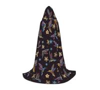 SABFWF Mantello con cappuccio da uomo, con stampa ricamata, con fiori, colibrì, mantello da mago con cappuccio, perfetto per Halloween e cosplay