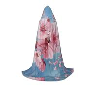 SABFWF Mantello da uomo con cappuccio con stampa di fiori di ciliegio giapponese, mantello da mago con cappuccio, perfetto per Halloween e cosplay