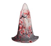 SABFWF Mantello da uomo con cappuccio con stampa di fiori di ciliegio giapponese, mantello da mago con cappuccio, perfetto per Halloween e cosplay