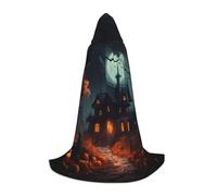 SABFWF Mantello da uomo con cappuccio con stampa spaventosa di Halloween, mantello da mago con cappuccio, perfetto per Halloween e cosplay