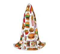 SABFWF Mantello da uomo con cappuccio, stampa fast food, mantello mago con cappuccio, perfetto per Halloween e cosplay