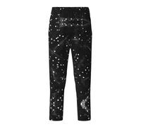 SABFWF Nero Bianco Glitter Stampa Stampa Moda Pigiama Bottoms,Pantaloni Pigiama in Cotone,Comodo Abbigliamento da salotto per tutte le stagioni, Nero , XS(5-6)