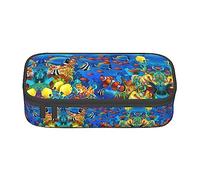 SABFWF Ocean Tropical Fish Coral Undersea World Print Versatile Pencil Case Pouch Grande Capacità Organizzatore Astuccio Ufficio Uso Matita Sacchetto, Nero , Taglia unica, Custodia per chiave
