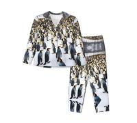 SABFWF Pinguini nella neve stampa pigiama da donna Set,Comodo Loungewear Natale,Pigiama famiglia abbinato, Nero , M