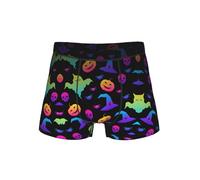 SABFWF Rainbow Halloween Ghost Witch Hat Spiders stampa confortevole biancheria intima da uomo, boxer versatile, scelta perfetta per la moda maschile, Nero , 3XL