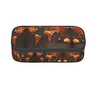 SABFWF Rust, astuccio versatile con stampa di mappa del mondo, grande capacità, organizer per ufficio, astuccio per matite, Nero , Taglia unica, Custodia per chiave