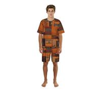 SABFWF Set di pigiami da uomo con stampa patchwork in tessuto africano, comodi set pigiama da uomo con pantaloncini, perfetto per le notti estive, Nero , S