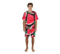 SABFWF Set pigiama da uomo con stampa anguria rossa, comodi set pigiama da uomo con pantaloncini, perfetto per le notti estive, Nero , XL