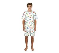 SABFWF Set pigiama da uomo con stampa di conigli in diverse pose che saltano e corrono, comodi set pigiama da uomo con pantaloncini, perfetto per le notti estive, Nero , M