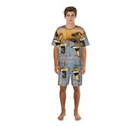 SABFWF Set pigiama da uomo con stampa selvaggia di caccia, comodo set pigiama da uomo con pantaloncini, perfetto per le notti estive, Nero , XL