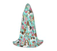 SABFWF Sweet Basset Hound - Mantello da uomo con cappuccio, stampa floreale, mantello da mago con cappuccio, perfetto per Halloween e cosplay