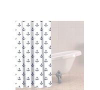 Sabichi Tenda da doccia in PEVA, resistente alla muffa e alla muffa, 180 x 180 cm, impermeabile, motivo ancora, facile da pulire, senza BPA, include 12 ganci in plastica