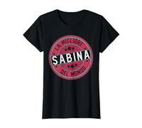 Sabina | La Migliore Sabina del Mondo | Donne e Ragazze Maglietta, Donna, Nero, XL
