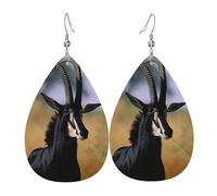 Sable Antelope - Orecchini da donna in pelle con stampa a goccia, alla moda, leggeri, da indossare tutti i giorni, per feste e appuntamenti, Misura unica, Pelle