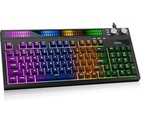 SABLUTE Tastiera da gioco silenziosa con display a LED per la sincronizzazione del suono, interruttore di gioco meccanico silenzioso, anti-ghosting, latenza ultra-bassa, retroilluminazione RGB