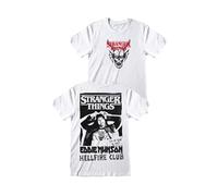Sabor Maglia Stranger Things Ufficiale - Hellfire Club Tshirt - Stranger Things Gadget - T Shirt Uomo Donna Unisex - Abbigliamento Adulto Ragazzo (IT, Testo, M, Regular, Regular, Bianco)