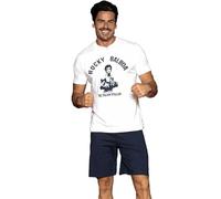 Sabor Pigiama Corto Uomo Personaggi, in Cotone T-Shirt e Pantaloncini, Joker, Paperone, Bassotti, Balboa, Cartoni Film Fumetti (IT, Testo, M, Regular, Regular, Rocky Bianco)