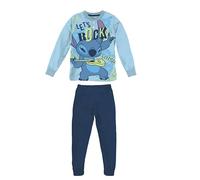 SABOR Pigiama DY40L5201 Bambino Manica Lunga in Cotone Interlock.Stitch Azzurro 5-6 Anni