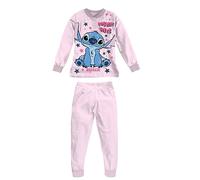 SABOR Pigiama DY50K6974 Bambina Manica Lunga in Cotone Interlock.Stich Rosa Chiaro 5-6 Anni