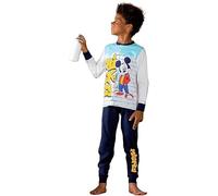 Sabor Pigiama Topolino Lungo a 2 Pezzi Mickey Mouse in Cotone da Bambino e Ragazzo Colore Navy MOD.7108 (5/6 Anni)