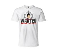 Sabor srl T Shirt Lupin III Wanted. Maglietta a Maniche Corte in 100% Cotone. Maglia Unisex Bianca. Adulto Ragazzo. (L)