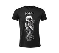 Sabor srl T-Shirt Maschera Voldemort Marchio Nero - T-Shirt Maschera Mangiamorte Costume - Maglietta Serpeverde - Maglia Nera Cotone Uomo Donna Adulto Ragazzo (IT, Testo, XL, Regular, Regular, Nero)