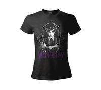 Sabor srl T-Shirt Mercoledi Braccia Incrociate. Maglietta Wednesday Famiglia Addams. Maglia Donna in Cotone. (M)