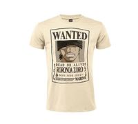 Sabor srl T-Shirt One Piece Cappello di Paglia Modello Wanted Ricercato. Maniche Corte. 100% Cotone. Unisex. Disponibile in Vari Modelli. Taglie da Adulto Ragazzo. (S, Roronoa Zoro)