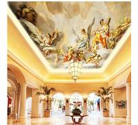 SABORR Affreschi del soffitto Carta da parati decorativa 3d angelo vintage pittura a olio soggiorno camera da letto tetto sfondo adesivi murali arte della parete