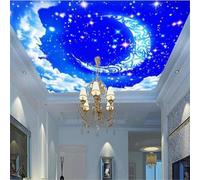 SABORR Carta da parati autoadesiva per soffitto in pvc murale 3d bellissimo cielo stellato, cielo blu luna, soggiorno, camera da letto, tetto, sfondo, adesivo decorazione murale